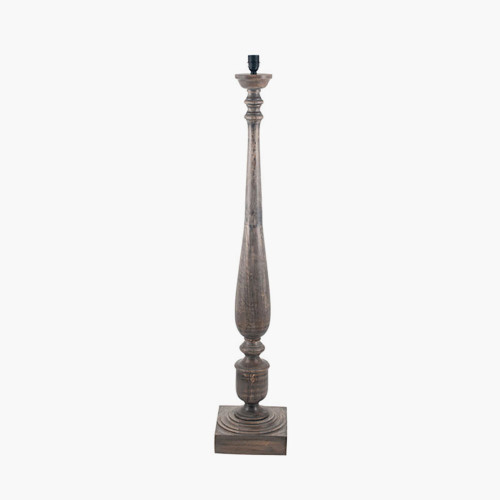 Grey Wash Turned Mango Wood Floor Lamp