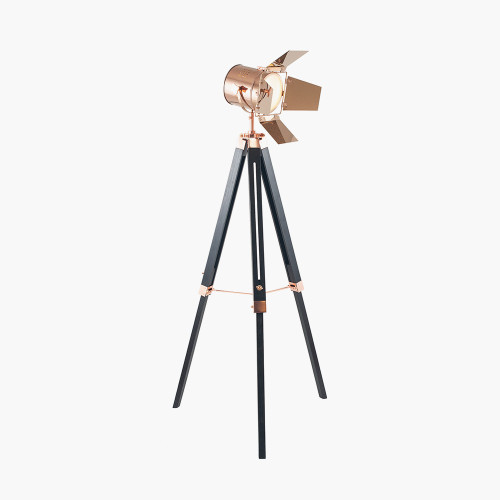 Copper and Black Tripod Floor Lamp