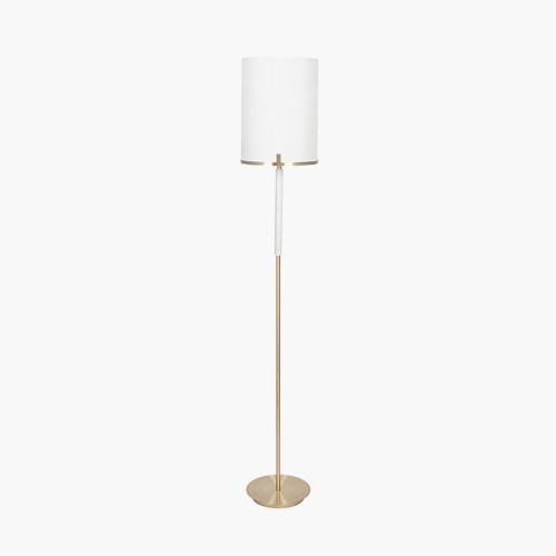 Champagne Gold Metal and Marble Effect Floor Lamp