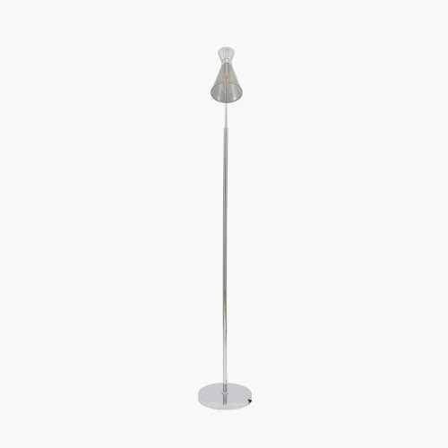 Monroe Smoke Glass and Silver Metal Waisted Floor Lamp