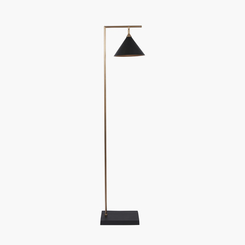 Zeta Matt Black and Antique Brass Floor Lamp 