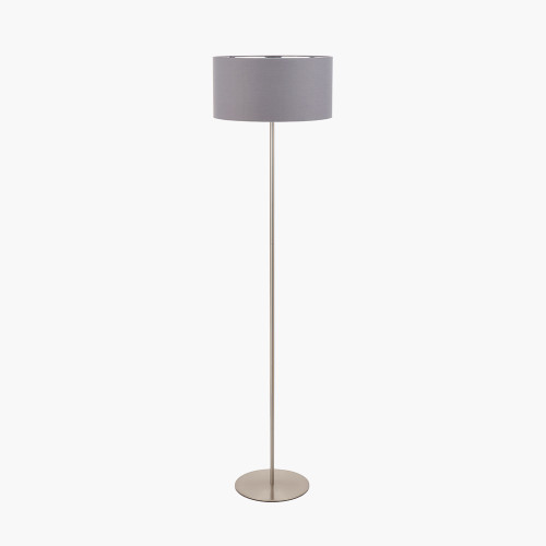 Elin Brushed Silver & Steel Grey Floor Lamp