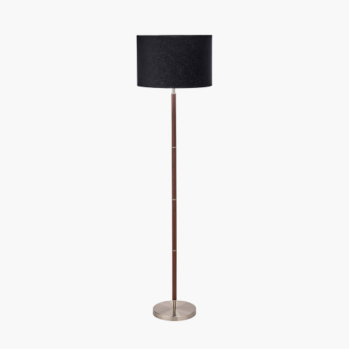 Gianni Silver & Wood Effect Floor Lamp