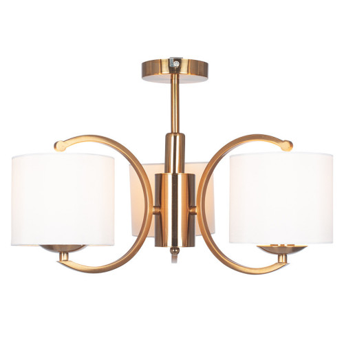 Satin Brass Metal Curved 3 Arm Semi Flush Pendant