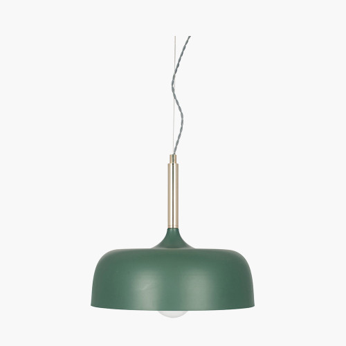 Matt Bottle Green Domed Metal Pendant