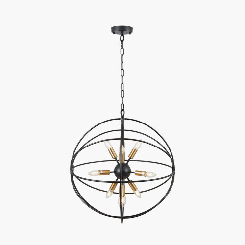 Luna Matt Black & Brushed Gold Metal Sputnik Pendant