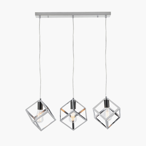 Alessio Shiny Nickel Metal Three Cube Pendant