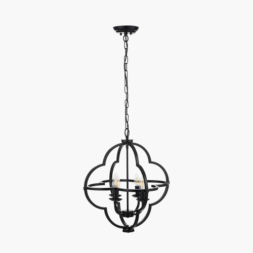 Amine Black Metal 4 Light Fleur De Lys Pendant