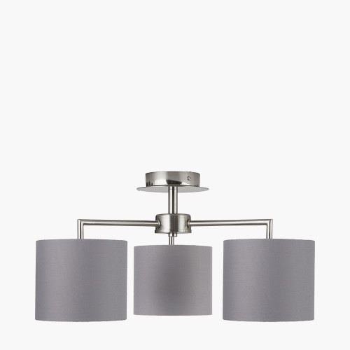 Elin Brushed Silver & Steel Grey 3 Light Pendant