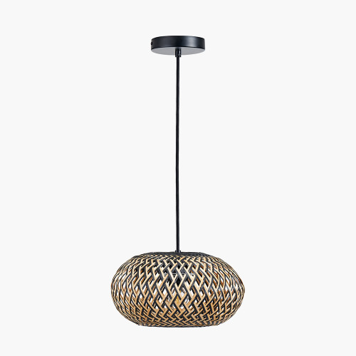 Evianna Black & Natural Rattan Pendant