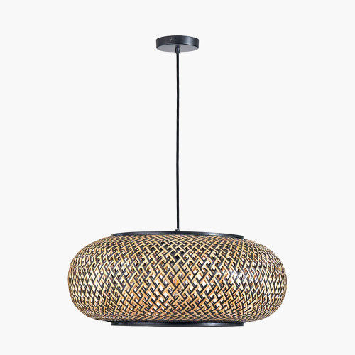 Evianna Black & Natural Rattan Lrg Pendant