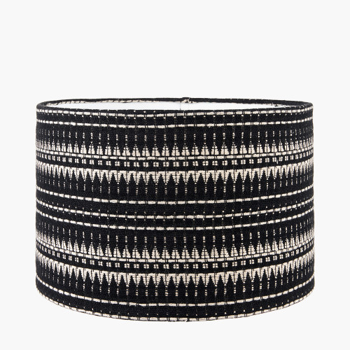 Ladakh 40cm Black and White Woven Cylinder Shade