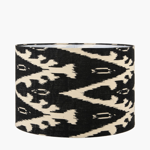 Lars 30cm Black Ikat Patterned Cylinder Shade