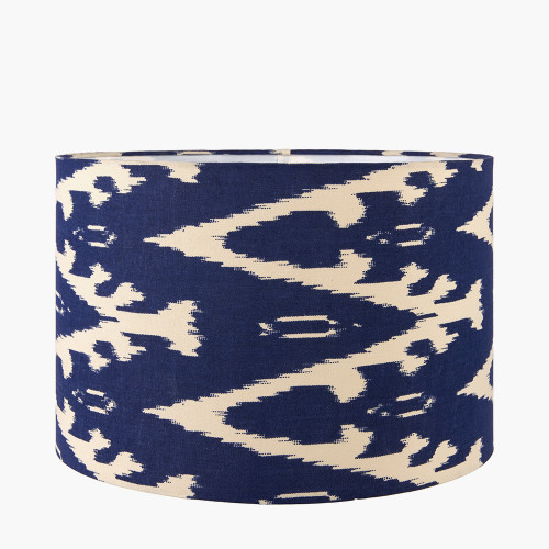 Lars 35cm Ocean Blue Ikat Patterned Cylinder Shade