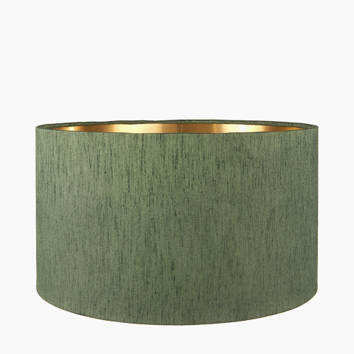 30cm Green Faux Silk Gold Lined Cylinder Shade