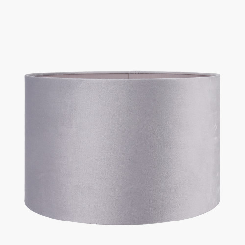 Rene 40cm Light Grey Velvet Cylinder Shade