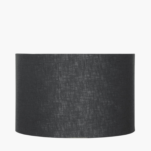 40cm Black Self Lined Linen Drum Shade