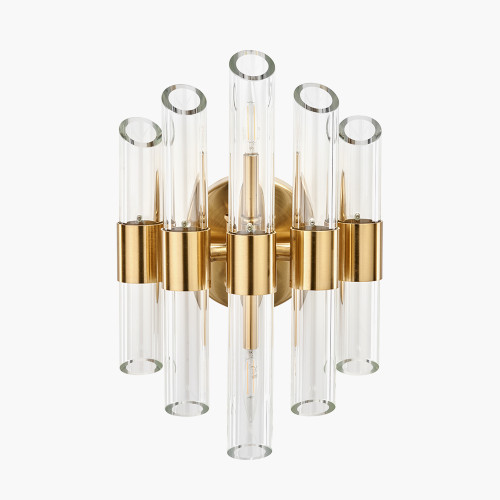 Brielle Clear Glass & Antique Brass Wall Light