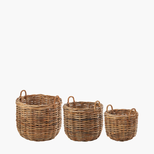 tobs® S/3 Chunky Rattan Round Logs Baskets