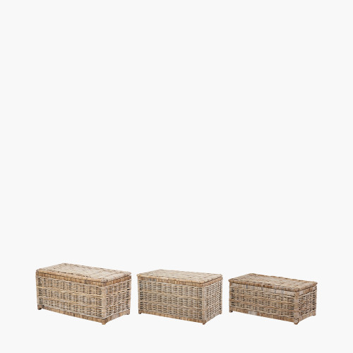 tobs® S/3 Grey Kubu Rattan Basket Chests