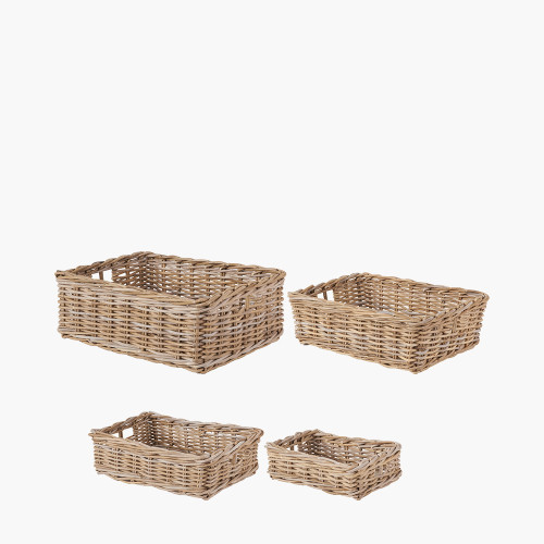 tobs® S/4 Grey Kubu Rattan Rect Trays