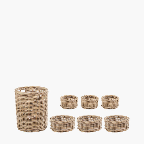 tobs® S/7 Grey Kubu Rattan Round Baskets