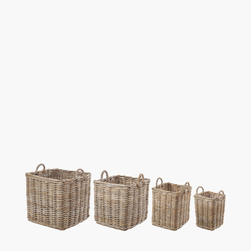 tobs® S/4 Gry Kubu Rattan Square Log Baskets