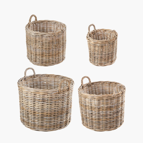 tobs® S/4 GryKubu Rattan Round Log Baskets