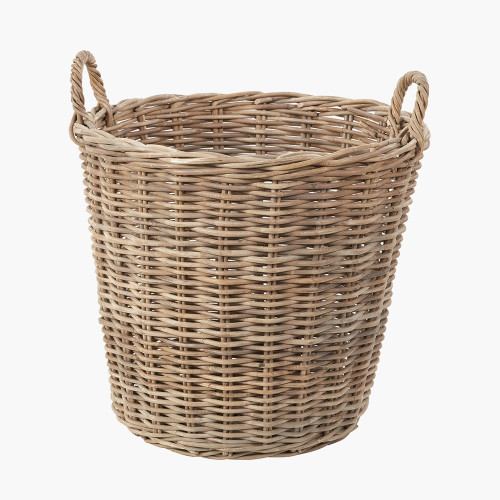 tobs® Grey Kubu Rattan Tall Round Basket