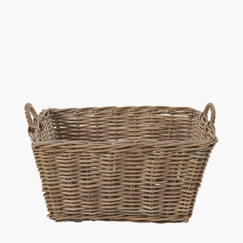 tobs® Grey Kubu Rattan Rectangular Basket L