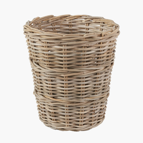 tobs® Gry Kubu Rattan Round Waste Paper Bin