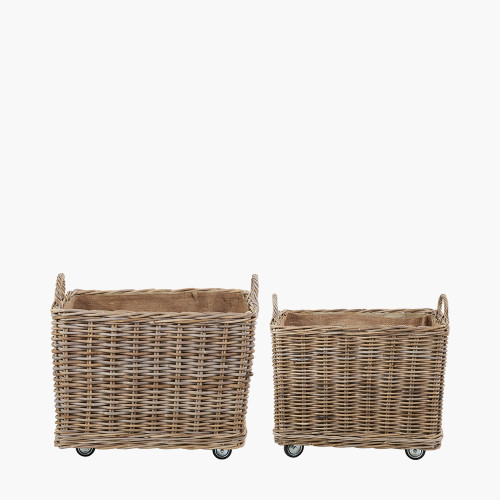 tobs® S/2 Grey Kubu Rect Wheeled Log Basket