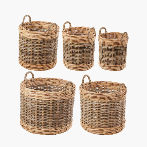 tobs® S/5 Grey/White Kubu Round Baskets