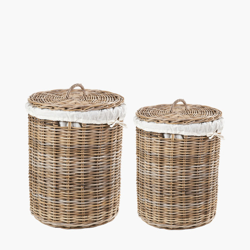 tobs® S/2 Grey Kubu Round Linen Baskets