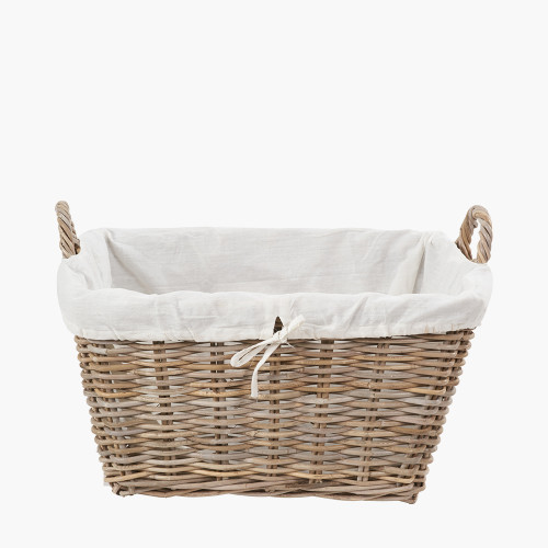 tobs® Grey Kubu Rattan Lined Rect Basket