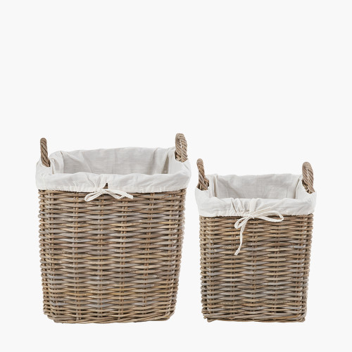 tobs® S/2 Grey Kubu Lined Square Log Baskets