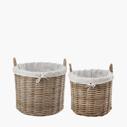 tobs® S/2 Grey KubuLined Round Log Baskets