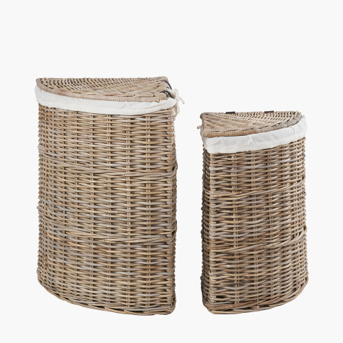 tobs® S/2 Grey Kubu Lined Linen Baskets