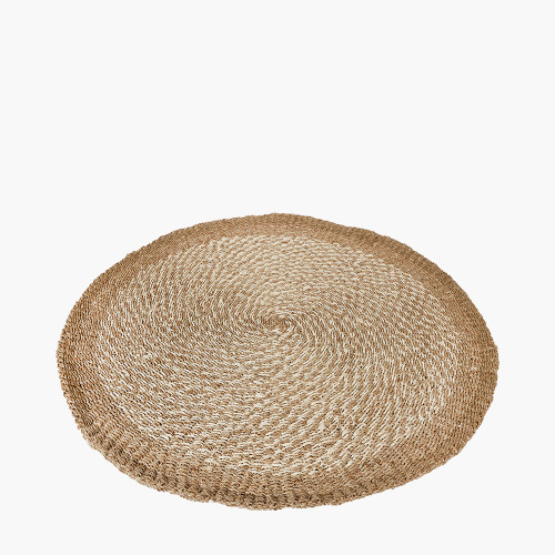 Woven Seagrass and Palm Leaf Round Rug