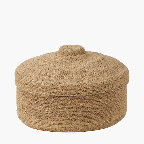 Seagrass Natural Lidded Round Basket