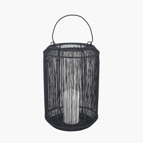 Matt Black Mesh Metal Round Lantern Large