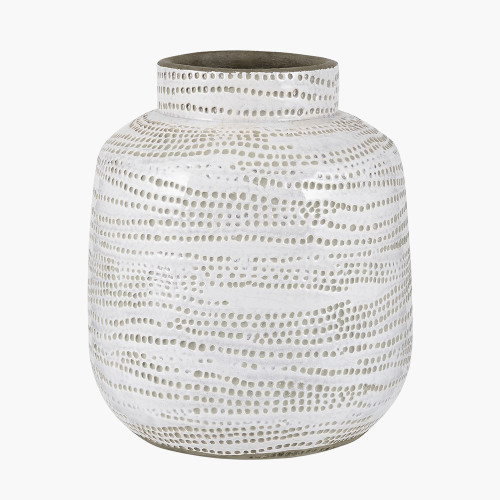 Alina White Dot Design Small Stoneware Vase