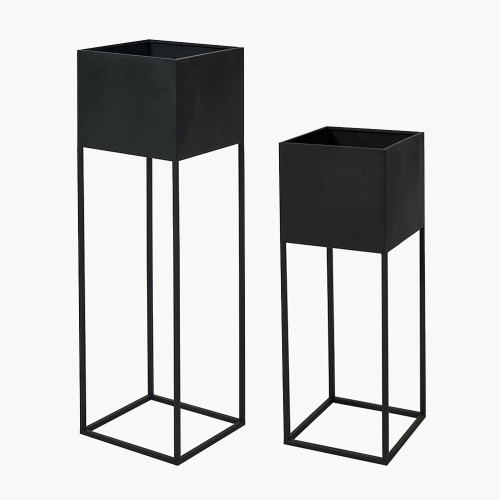 Graphite Metal Set of 2 Planters