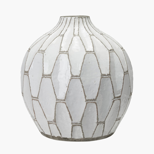 Gaudi White Stoneware Geometric Vase