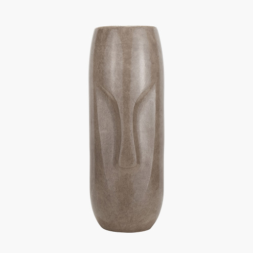 Visage Grey Face Design Tall Stoneware Vase