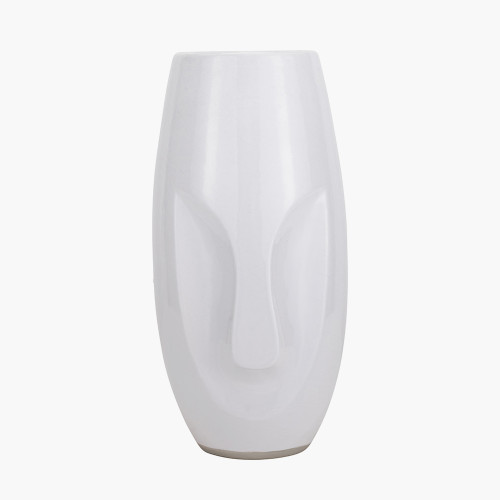 Visage White Face Design Stoneware Table Vase