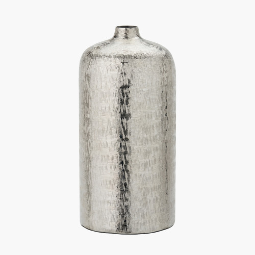 Silver Metal Hammered Vase