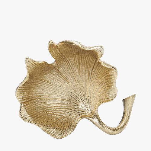 Gold Metal Gingko Leaf Trinket Bowl