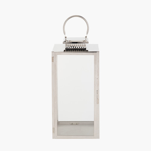 Silver Steel/Glass Large Rectangular Lantern