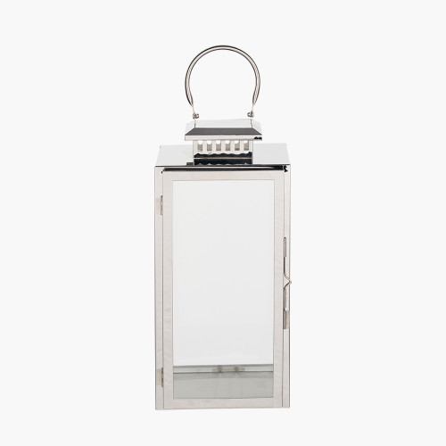 Silver Steel/Glass MED Rectangular Lantern